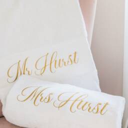 Custom Beach Towel, Personalised Embroidered Towel, Bride Gift, Travel Towels, & Groom, Mr & Mrs, Wedding Beach Towels - thumbnail 2