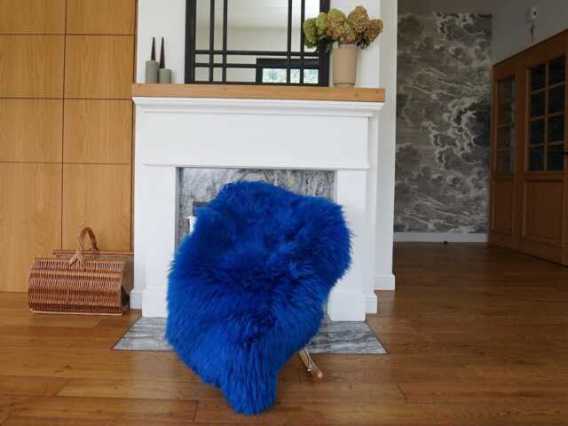 Navy Blue Sheepskin Rug, Genuine Leather, Comfy Cozy Decor - 50x28 - image 1