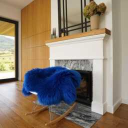 Navy Blue Sheepskin Rug, Genuine Leather, Comfy Cozy Decor - 50x28 - thumbnail 3