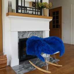 Navy Blue Sheepskin Rug, Genuine Leather, Comfy Cozy Decor - 50x28 - thumbnail 2