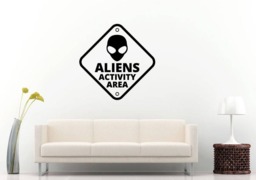 Alien Activity Area Sign Ufo Space Wall Sticker Decal Vinyl Mural Decor Art L2342 - thumbnail 1
