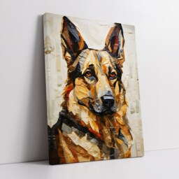 German Shepherd Fun Animal Dog Pet Lover Paper Mache Style Painting Wall Art Framed Canvas Poster Print Home Kitchen Living Room Decor Gift - thumbnail 2