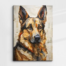 German Shepherd Fun Animal Dog Pet Lover Paper Mache Style Painting Wall Art Framed Canvas Poster Print Home Kitchen Living Room Decor Gift - thumbnail 3