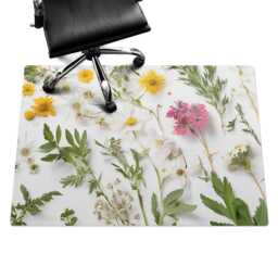 Flowers & Leaves Desk Chair Mat, Green Computer Office Plants Gaming Floor Protector - thumbnail 2