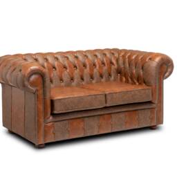 Chesterfield Real Leather Three Seater Sofa Vintage Patchwork - thumbnail 3