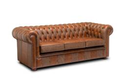 Chesterfield Real Leather Three Seater Sofa Vintage Patchwork