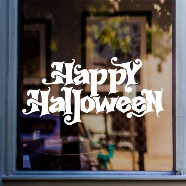 Happy Halloween Window Sticker Pumpkins Shop Decal Retail Store Front Display Vinyl - image 1