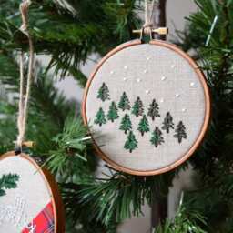 Winter Forest Pine Tree Embroidery, Christmas Decoration, Ornament, Festive Embroidery Art - 4 - thumbnail 4