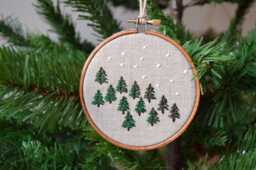 Winter Forest Pine Tree Embroidery, Christmas Decoration, Ornament, Festive Embroidery Art - 4