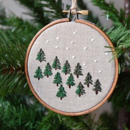 Winter Forest Pine Tree Embroidery, Christmas Decoration, Ornament, Festive Embroidery Art - 4 - thumbnail 2