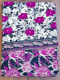 Vintage Handmade Kantha Stitch Sofa Throw - Beach Camper Van Quirky Colours Grey Purple Floral - thumbnail 1