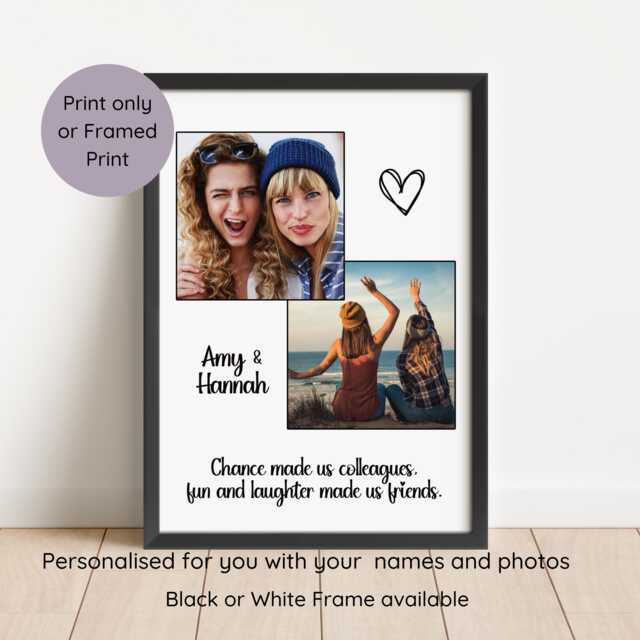 Chance Made Us Collegues Photo Print For Work Bestie, Framed Birthday Gift Bestie - image 1