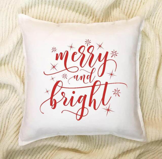 Merry & Bright Christmas Pillow Cover 100% Cotton, 20x20 - image 1