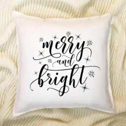 Merry & Bright Christmas Pillow Cover 100% Cotton, 20x20 - thumbnail 2