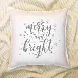 Merry & Bright Christmas Pillow Cover 100% Cotton, 20x20 - thumbnail 3