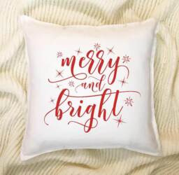 Merry & Bright Christmas Pillow Cover 100% Cotton, 20x20 - thumbnail 1