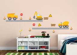 Construction Truck Wall Decals - Kids Room Transportation Wall Decals Boys Decor