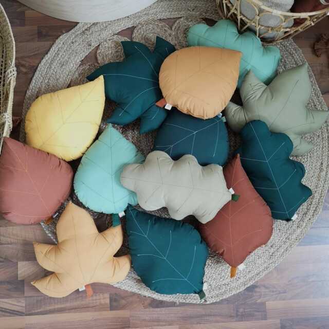 Handmade Embroidered Leaf Pillow - Heirloom Woodland Nursery Cushion, Botanical Baby Shower Keepsake Oak, Birch Or Ash, 6 Colors - image 1
