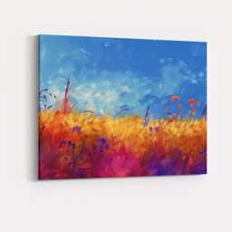 Vibrant Wildflower Meadow Under Blue Sky Impressionist Painting Canvas Wall Art Print Decor Picture Ready To Hang - thumbnail 4