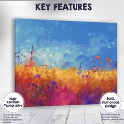 Vibrant Wildflower Meadow Under Blue Sky Impressionist Painting Canvas Wall Art Print Decor Picture Ready To Hang - thumbnail 1