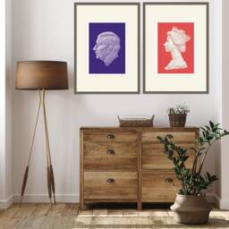 Royal Stamps - King Charles Print, Queen Elizabeth England Wall Art, Art Prints, Living Room Prints - thumbnail 3