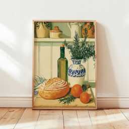 Mediterranean Kitchen Print, Bread & Olive Oil Wall Art - thumbnail 4