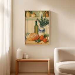 Mediterranean Kitchen Print, Bread & Olive Oil Wall Art - thumbnail 3