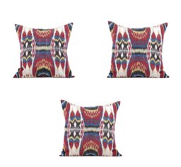 Set Of 3 Pcs, Ikat Pillow Cover, Silk & Cotton Pillow, 23.82 - thumbnail 1