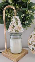 Beautiful Decoupaged White Magnolia Candle Warmer Lamp. Table Lamp.matching Picture Plate Available.hand Decorated