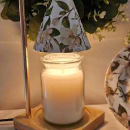 Beautiful Decoupaged White Magnolia Candle Warmer Lamp. Table Lamp.matching Picture Plate Available.hand Decorated - thumbnail 3