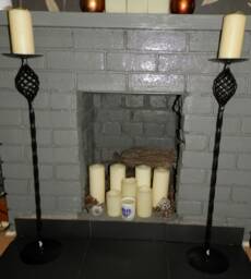 Tall Black Steel Candle Holders Contemporary Twist Design, 30 Inch, Set Of Two - thumbnail 1
