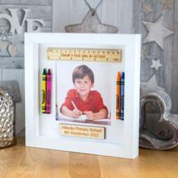 Personalised First Day At School Photo Box Frame - Choice Of Black, Grey Or White - thumbnail 1