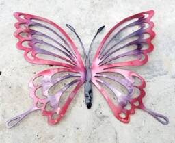 Pink & Purple Metal Butterfly Wall Art, Decor For Garden, Non Rust Aluminum Decor, Butterflies Girls Room - thumbnail 1