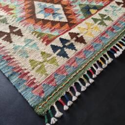 Kilim Rug Classic, Handmade Artisan Afghan Turkish Aztec Geometric Wool 147x100 cm - thumbnail 2