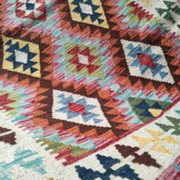 Kilim Rug Classic, Handmade Artisan Afghan Turkish Aztec Geometric Wool 147x100 cm - thumbnail 4