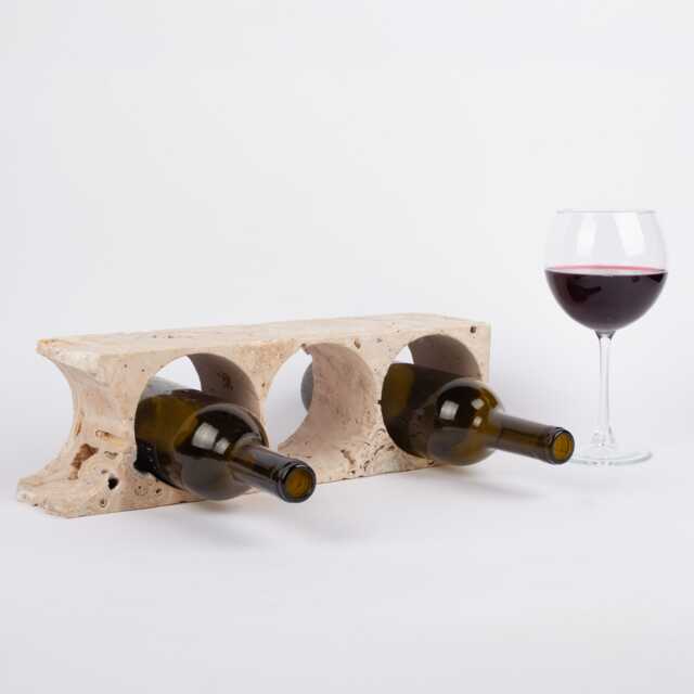Handmade Travertine Wine Bottle Holder Unique Rack - image 1