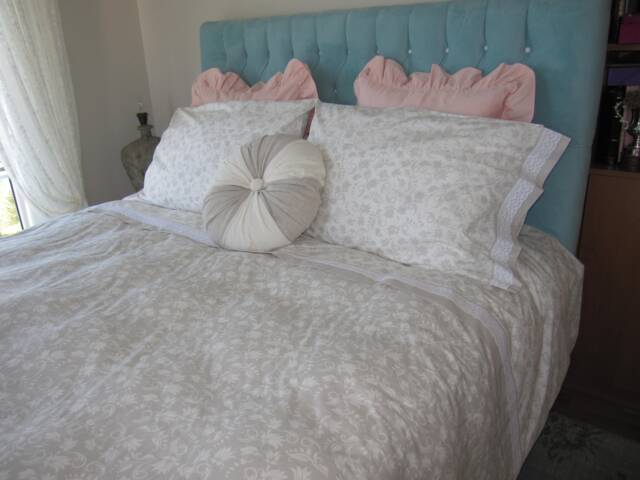 Cotton Duvet Cover With Lace Trim, Custom Shabby Chic Bedding Queen King - image 1