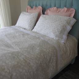 Cotton Duvet Cover With Lace Trim, Custom Shabby Chic Bedding Queen King - thumbnail 3