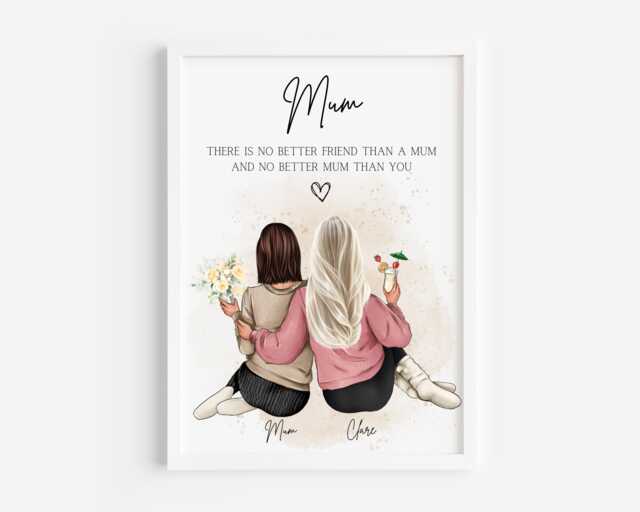 Personalised Mum Print, & Daughter Mothers Day Gift, Birthday Gift For Mum, Christmas Mummy Mam - image 1