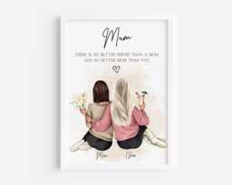 Personalised Mum Print, & Daughter Mothers Day Gift, Birthday Gift For Mum, Christmas Mummy Mam - thumbnail 1