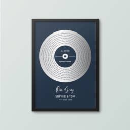 Personalised Foil Song Lyrics Vinyl Record Print, Metallic Wedding Gift, Anniversary Gift - thumbnail 3