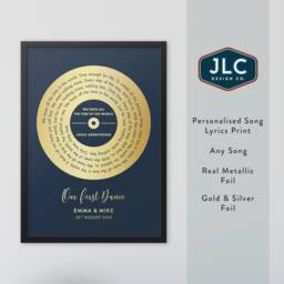 Personalised Foil Song Lyrics Vinyl Record Print, Metallic Wedding Gift, Anniversary Gift - thumbnail 2