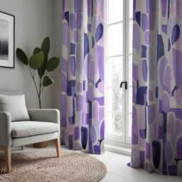 Purple Abstract Print Curtains, Modern Geometric Pattern Drapes, Contemporary Art Style Window Panels, Custom Made To Measure Home Decor - thumbnail 2