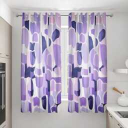 Purple Abstract Print Curtains, Modern Geometric Pattern Drapes, Contemporary Art Style Window Panels, Custom Made To Measure Home Decor - thumbnail 3