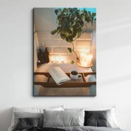 Peaceful Bath Framed Night in Canvas Poster Print & Wall Decor Art Bedroom Home Interior Gift For Women Ladies Gifts Girls