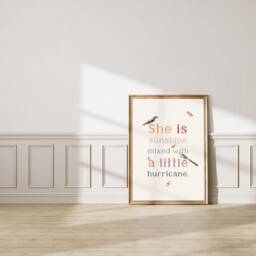 She Is Sunshine Mixed With A Little Hurricane, Butterflies, Nursery Print, Kids Room, Girl, Boy, Unframed, A1/A2/A3/A4/A5, Quote Print - thumbnail 2