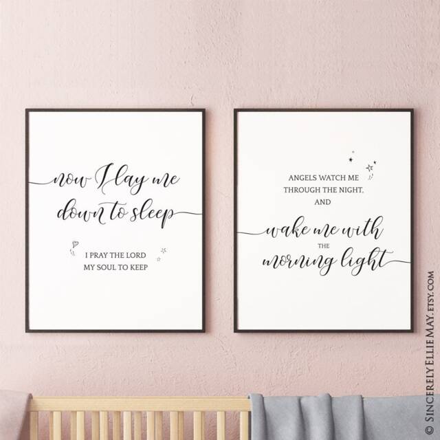 Baby Prayer Christian Gift - Now I Lay Me Down To Sleep Nursery Prayers Wall Art, Hang in Newborn Room You Print 40202 - image 1