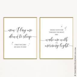 Baby Prayer Christian Gift - Now I Lay Me Down To Sleep Nursery Prayers Wall Art, Hang in Newborn Room You Print 40202 - thumbnail 3