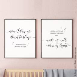 Baby Prayer Christian Gift - Now I Lay Me Down To Sleep Nursery Prayers Wall Art, Hang in Newborn Room You Print 40202 - thumbnail 1