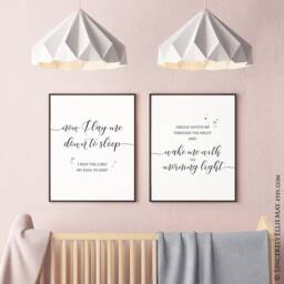 Baby Prayer Christian Gift - Now I Lay Me Down To Sleep Nursery Prayers Wall Art, Hang in Newborn Room You Print 40202 - thumbnail 2